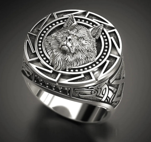 Men retro viking wolf head - viking,