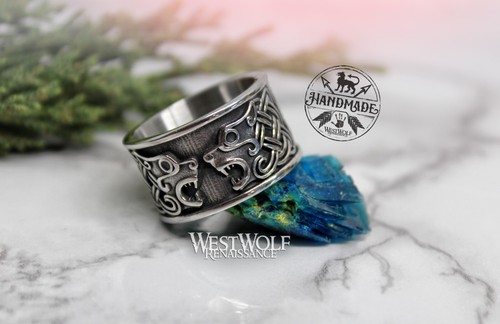 Wide band wolf bear knot - wolf,