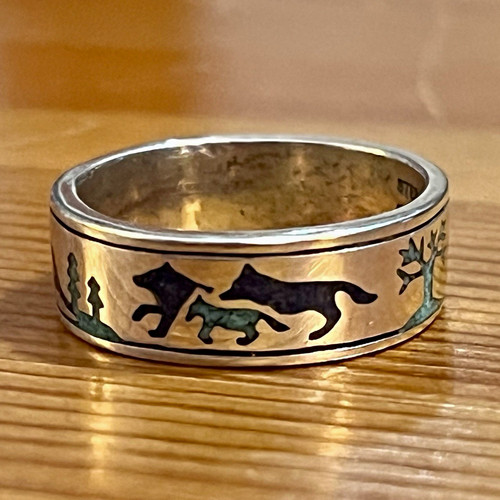 Sterling silver wolf trees - wolf,
