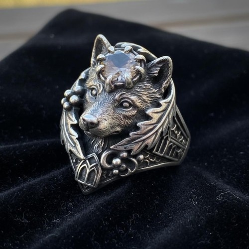 925 sterling silver wolf ring - 925,