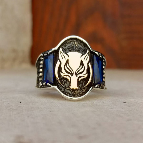 Men sterling silver wolf - men's,